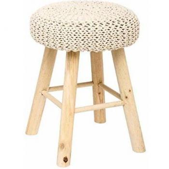 Taburete Suzette Beige de Atmosphera, fabricado en pino, algodón y polyethyleneexpanse, dimensiones 31x43cm
