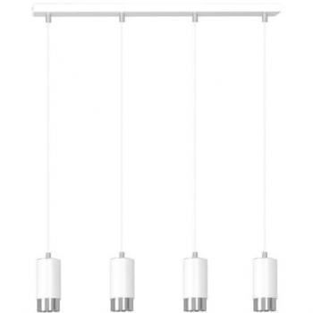Lámpara de Suspensión Fumiko - Acero con Recubrimiento de Polvo Blanco y Cromo - 60x100x6 cm
