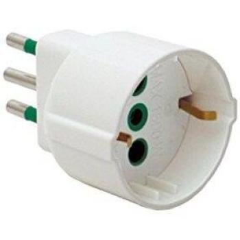 Adaptador FME Schuko 2P+T 10A con enchufe italiano y diseño bianco e verde