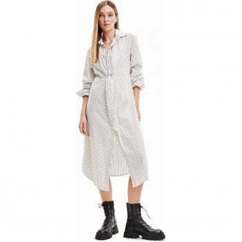 Desigual Women's Midi Shirt Dress Amberes Striped White