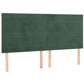 Cabecero con luces LED terciopelo verde oscuro 160x5x118/128 cm