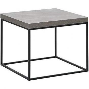 Mesa Auxiliar Efecto Cemento con Patas Negras 50 x 60 x 60 cm Estilo Industrial