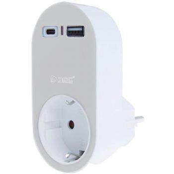 Adaptador Base de Enchufe con USB y Conector Tipo C