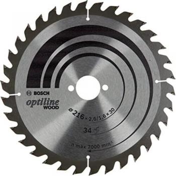 Hoja de sierra circular Bosch Optiline Madera 216 x 30 x 2,6/1,6 mm, 34 dientes