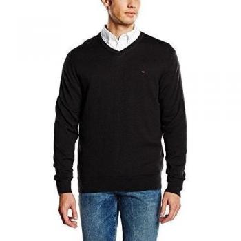 Calvin Klein Cotton Solid 14Gauge V-Nk Cf - lencería para hombre, Black