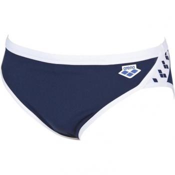 Bañador Arena Icons azul oscuro blanco - 75, tipo: bañador slip, características: color azul oscuro con detalles en blanco, diseño de la colección Icons, ajuste cómodo y ceñido