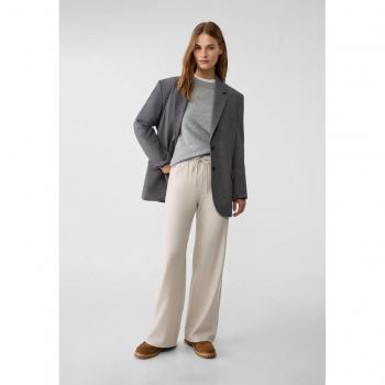 Stradivarius Elegant Long Flowing Trousers - Grey Size S
