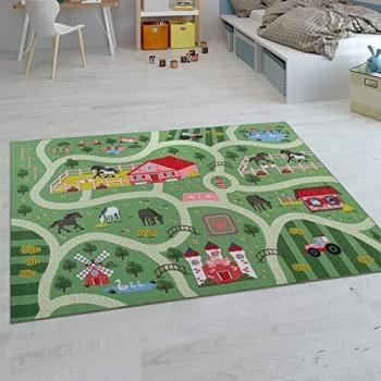 Alfombras Infantiles Juego Pelo Corto Habitación Coloridas En Diferentes Diseños, tamaño:80x150 cm, Color:Verde