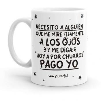 Taza Minimal Original Necesito a Alguien - Resistente al Microondas y Lavavajillas