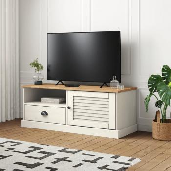 Mueble para TV de madera maciza de pino blanco 106x40x40 cm VIGO