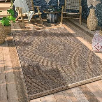 Alfombra Exterior Terraza Etnica Geo Lavable 3D, Alfombra Salon Cocina Exterior Terraza Jardin Boho Floral Dibujo Geometrico 120x160 cm, Beige 4 - Paco Home, Alfombra Salon De