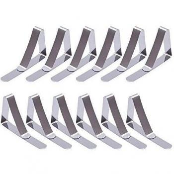 eBoot 2,96 x 1,77 Pulgadas Pinza de Mantel de Color Plateado Clip de Mantel Abrazadera de Tela de Mesa de Acero Inoxidable para Hogar Fiesta Picnics Restaurantes Bodas, 12 Piezas