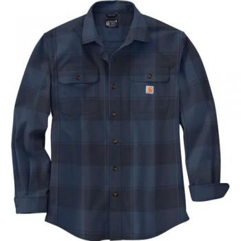 Carhartt Men's Loose Fit Heavyweight Flannel Long Sleeve Plaid Shirt - Navy - Size 2XL