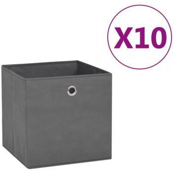vidaXL Storage Boxes 10 pcs Non-woven Fabric 28x28x28 cm Grey