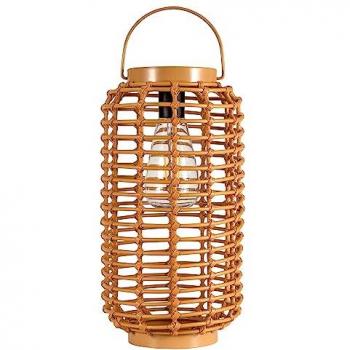 Linterna Solar LED Sunshine Darling Beige de Ratan y Metal con Luz Cálida