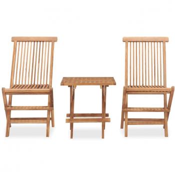 vidaXL 3 Piece Folding Outdoor Dining Set Solid Teak Wood