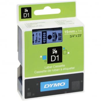 Dymo D1 Standard, Cintas para Impresoras de Etiquetas, 19 mm x 7 m, Negro sobre Azul, Estándar Pack