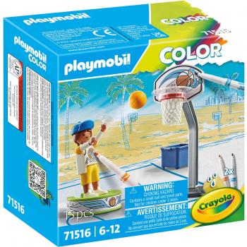Skater con baloncesto Playmobil Color - Figura de acción Playmobil, incluye skater y balón de baloncesto, diseño colorido, apto para niños a partir de 4 años