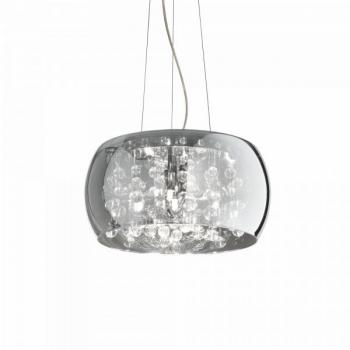 Lámpara colgante de techo redonda Audi-80 Metal Ahumado 5 bombillas 33cm G9
