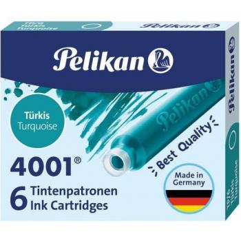 Tinta Estilográfica Pelikan TP/6 Turquesa (Caja de 6 Cartuchos)