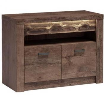 Mesa de TV Stanton C107 con LED, Fresno Oscuro, 2 Puertas, 96 x 73 x 42 cm