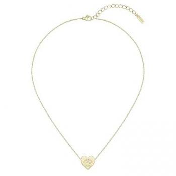 Collar Lacoste LOVE MY CROC con Colgante de Corazón, Acero Inoxidable Dorado, 46 cm, para Dama