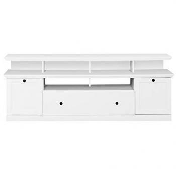 Mueble TV Blanco Estilo Rústico Moderno 2 Puertas y 3 Nichos 177 cm