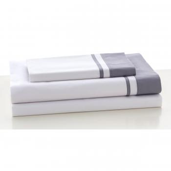 ESTELA - Juego de sábanas Lisos Marbella Color Acero - Cama de 135/140 cm