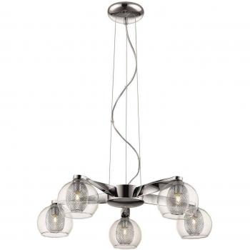 Colgante de techo de 5 luces con múltiples brazos, cromo, transparente, G9