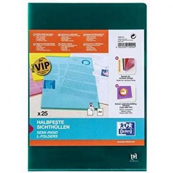 Funda protectora Oxford Premium A4, PVC 0,15 mm, transparente, verde, 25 unidades