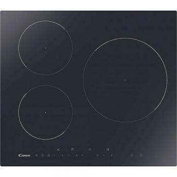 Placa de Inducción Candy CIS633DTT1, 60 cm, 3 Fuegos, 6900 W, Vitrocerámica Negra