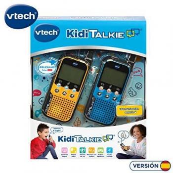 VTech KidiTalkie 6 en 1, Walkie-Talkie para niños, envía Mensajes y Juega con una conexión Segura, versión ESP, Color Azul/Amarillo