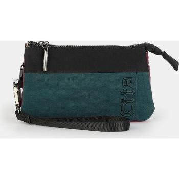 Caminatta - Monedero pequeño de nylon en tonos azules con asa y diseño multicolor