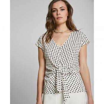 Camiseta de mujer estampada con lazo frontal