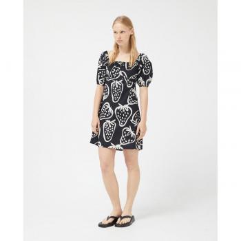 Vestido Corto Compañía Fantástica Estampado Fresas Negro