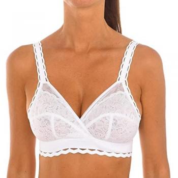 Sujetador sin aros Playtex con encaje reciclado y tul, modelo BVS 105 B, color blanco, talla 90B