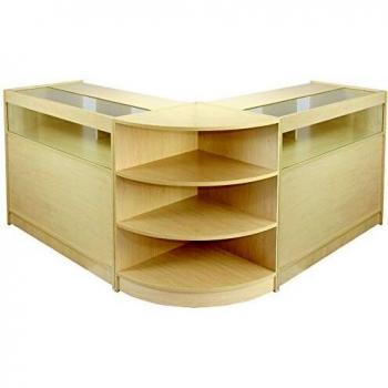 Monstershop set libra con 3 mostradores para tienda y recepcion con acabado en arce laminado
