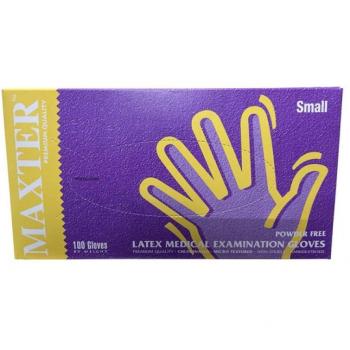 Maxter Powder-Free Disposable Pure Latex Gloves Small Size 100 Units