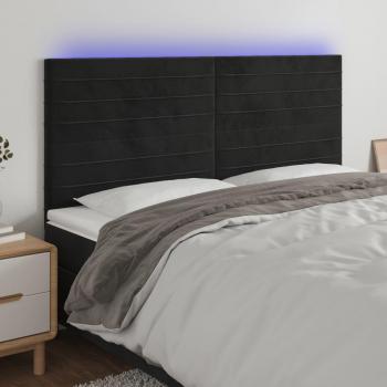Cabecero Led Negro 180x5x111/128 cm en Terciopelo con luces led