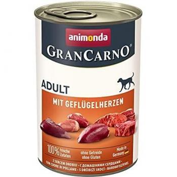 Animonda GranCarno Original Adult 6 x 400 g - Comida húmeda para perros con corazones de ave