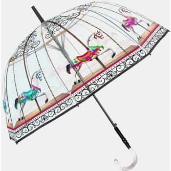 PARAGUAS AUTOMÁTICO TRANSPARENTE CON DIBUJO DE CABALLOS 61CM