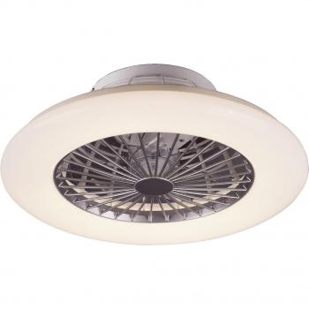 Plafón Ventilador LED Dalfon 30W 1700lm 3000-6500K Plata y Blanco con Control Remoto y Regulable