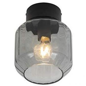 Lámpara de techo moderna negra con cristal ahumado - STIKLO, adecuada para LED, máxima 1 x 25 Watt