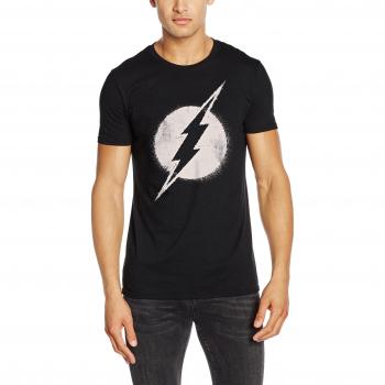 CID The Flash-Logo Mono Distressed, Camisetas para Hombre, Negro, Small