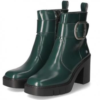 Botines de piel para mujer 1979 Berna con tacón de 8 a 10 cm, color Jungle, cremallera y estilo casual