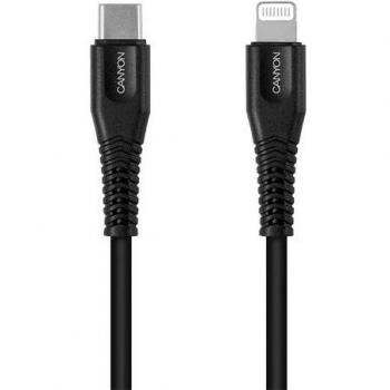 Cable Lightning a USB-C Canyon, 1.2 metros, Certificación MFi, Color Negro