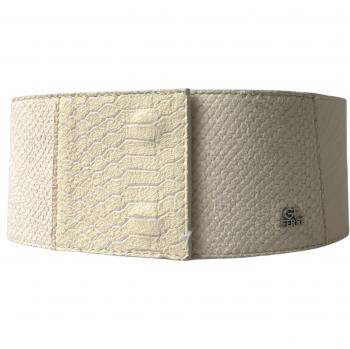 Off White Waxed Cotton Wide Fashion Waistband Belt - 70 cm / 28 Inches