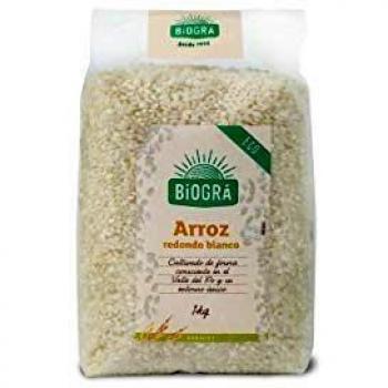 BIOGRÁ - Arroz Redondo Blanco, Apto para veganos, Bajo Contenido en Sal, Son Grasas Saturadas ni Sal, 1000g