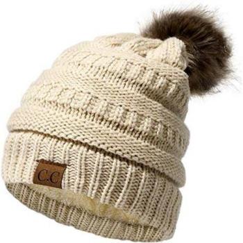 EXTSUD Gorro de Invierno para Mujeres, Gorros de Punto para Mujeres Sombrero Invierno con Forro Polar de Doble Capa para Mujeres