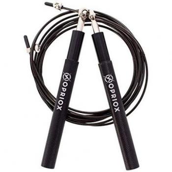 Opriox Cuerda para Saltar, Comba Fitness de Velocidad Profesional con Mango de Aluminio para Fitness, MMA, Crossfit y Boxeo. Longitud Ajustable, para Hombre y Mujer
